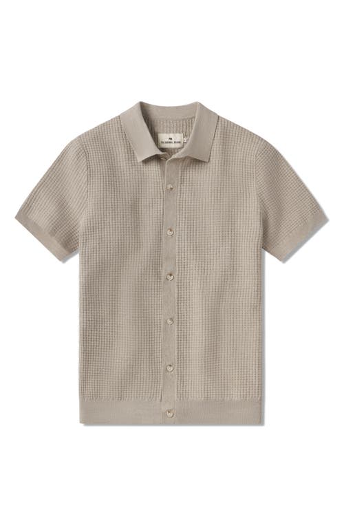 The Normal Brand Waffle Stitch Short Sleeve Polo Sweater In Flax