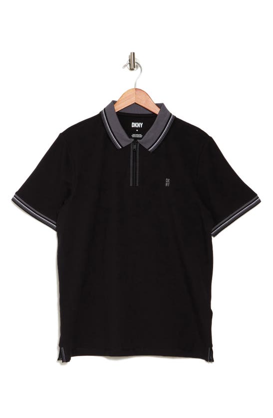 Shop Dkny Sportswear Emery Stretch Cotton Polo In Black