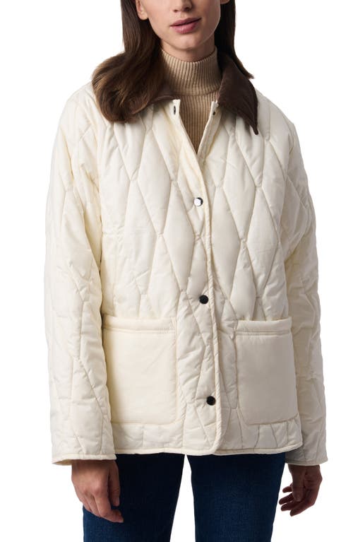 Bernardo Corduroy Collared Quilted Jacket In Ecru