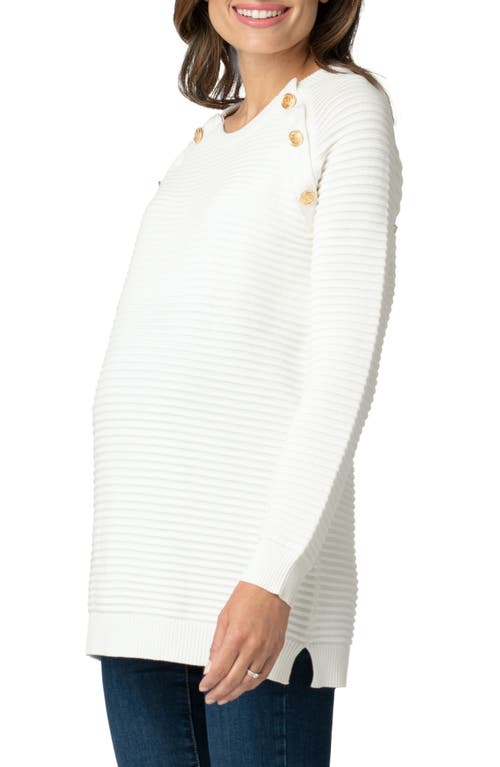 Shop Seraphine Ripple Maternity/nursing Sweater In Open White