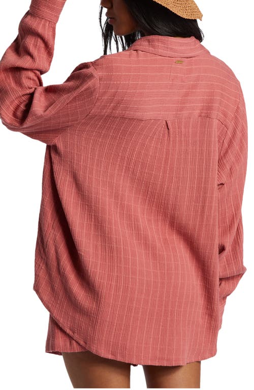 Shop Billabong Swell Gauze Button-up Shirt In Pink Clay