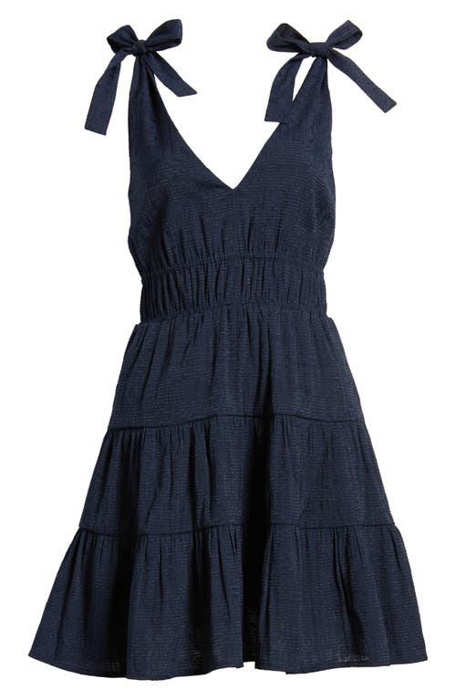 Shop Chelsea28 Tiered Tie Strap Minidress In Navy Blazer