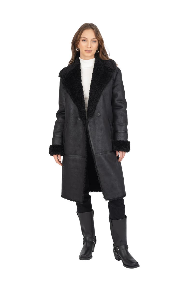 Frye Faux Shearling Double Breasted Trench Coat | Nordstromrack