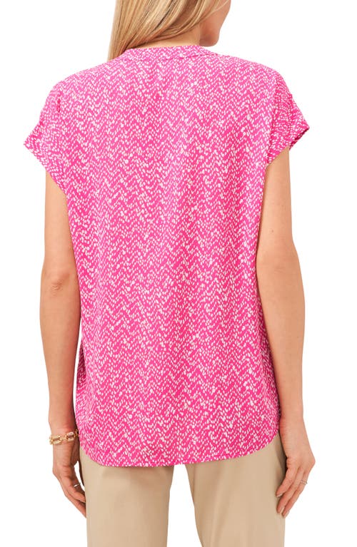 Shop Chaus Split Neck Georgette Blouse In Pink/ivory