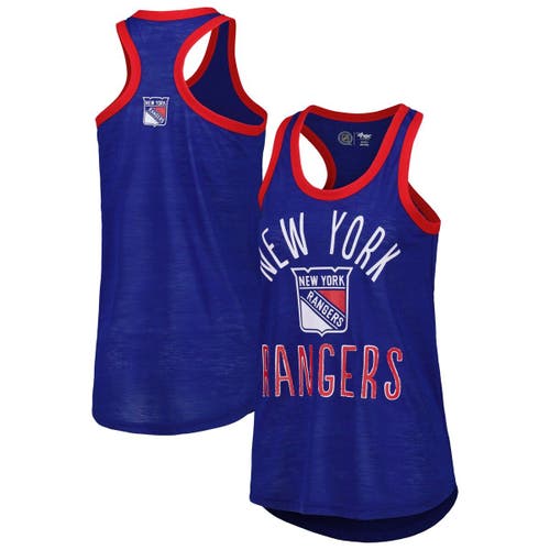 Women's G-III 4Her by Carl Banks Royal New York Rangers First Base Racerback Scoop Neck Tank Top in Blue