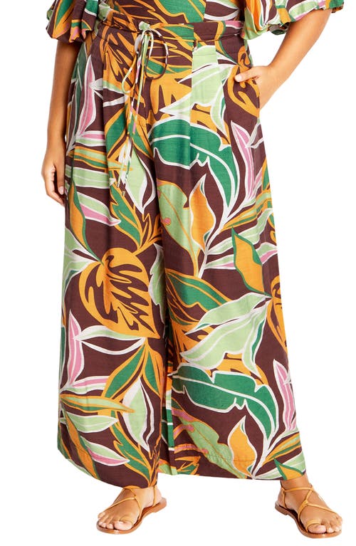 Shop City Chic High Waist Wide Leg Pants In Opulent Foligae