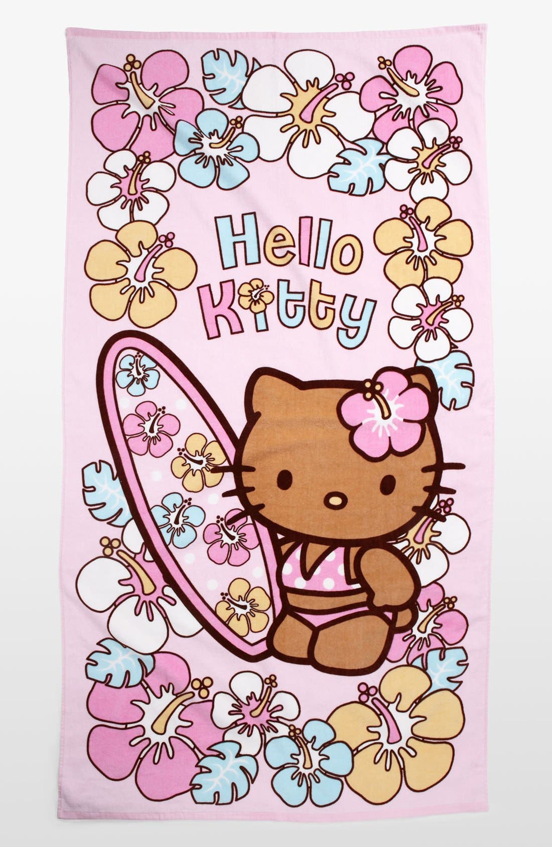 Hello Kitty Girl's Striped Hooded Bath Pool Towel Wrap Cotton 24x50 NEW 