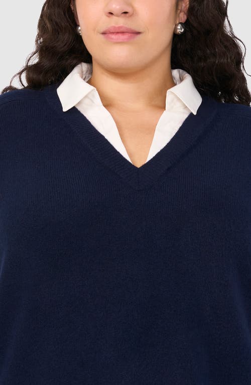 Halogenr Halogen(r) Layered Look Sweater Vest In Classic Navy