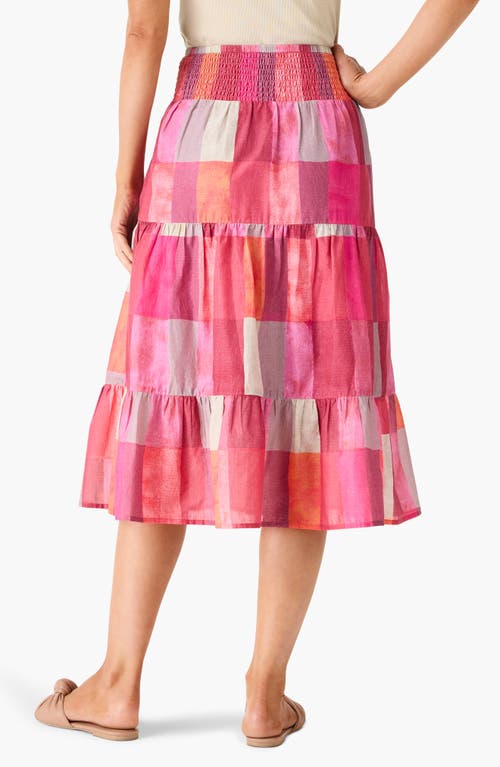 Shop Nic + Zoe Nic+zoe Sunset Plaid Cotton Midi Skirt In Pink Multi