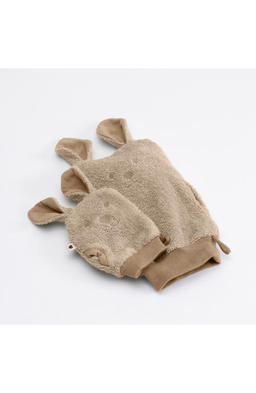 Shop Bibs Kangaroo Hooded Bath Towel & Bath Mitrs Set In Vanilla