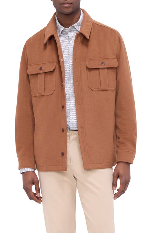 Shop Bugatchi Wool Blend Shirt Jacket In Cinnamon