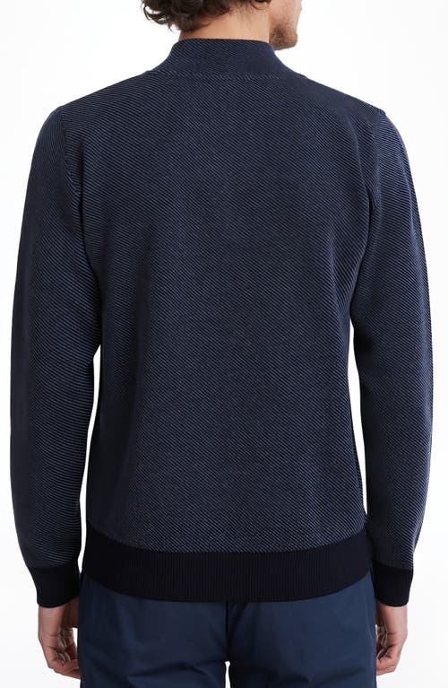 Shop Emanuel Berg Jacquard Wool Half Zip Sweater In Medium Blue