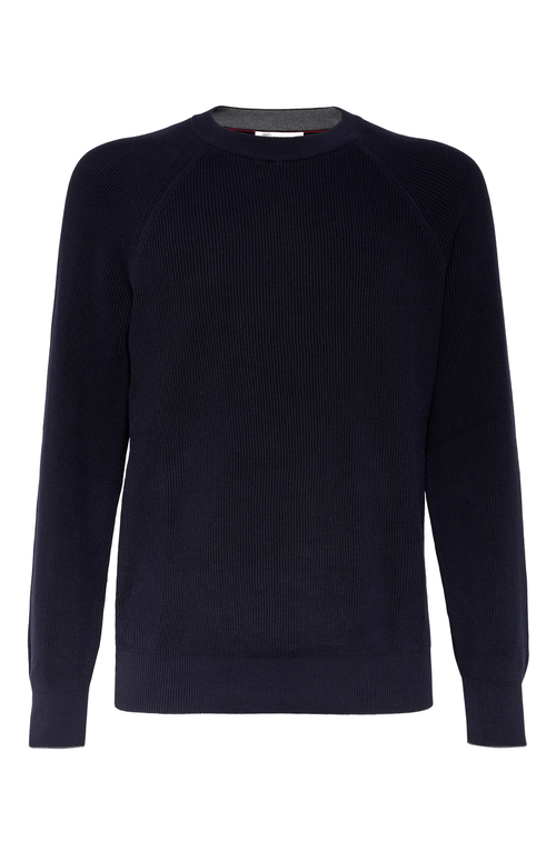 Shop Brunello Cucinelli Cotton Sweater In Navy Blue