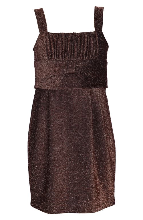 Iris & Ivy Kids' Metallic Empire Waist Party Dress in Chocolate Brown 