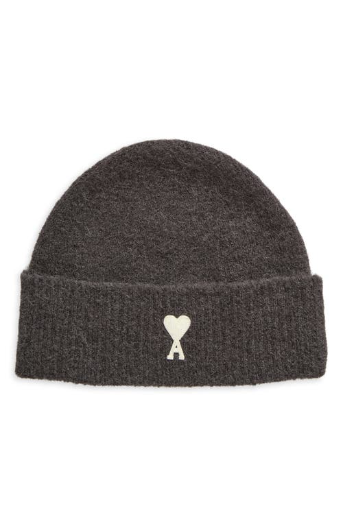 Shop Ami Alexandre Mattiussi Ami Paris Ami De Coeur Cuffed Beanie In Dark Grey/061