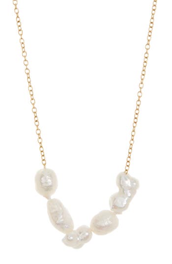 Ed Jacobs Nyc Imitation Pearl Frontal Necklace In Metallic