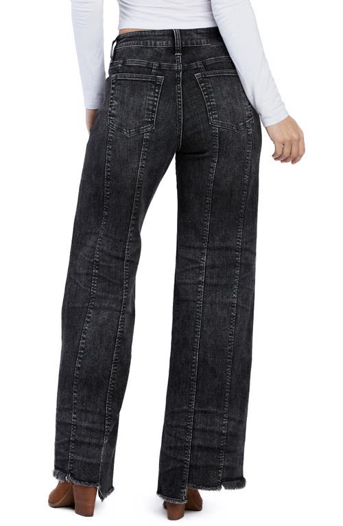 Hint Of Blu Seamed Step Hem Wide Leg Jeans In Stormy Grey