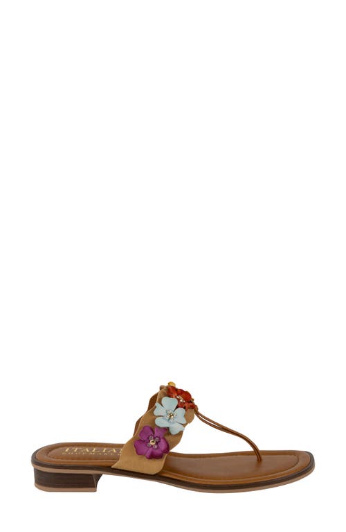 Shop Italian Shoemakers Adara Floral Flip Flop In Bright Brown Multi