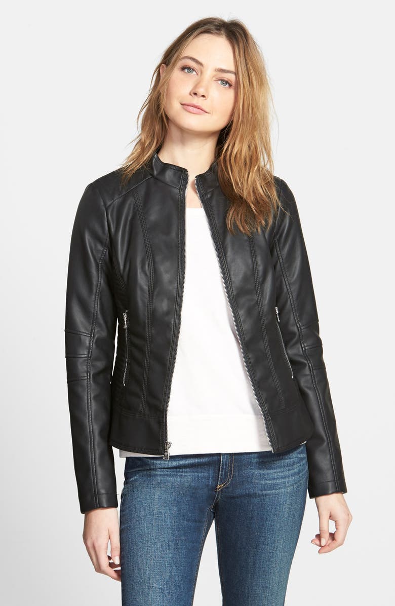 GUESS Faux Leather Scuba Jacket | Nordstrom