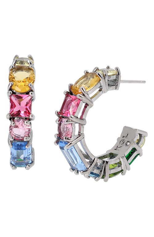 Mixed Crystal Hoop Earrings in Multi