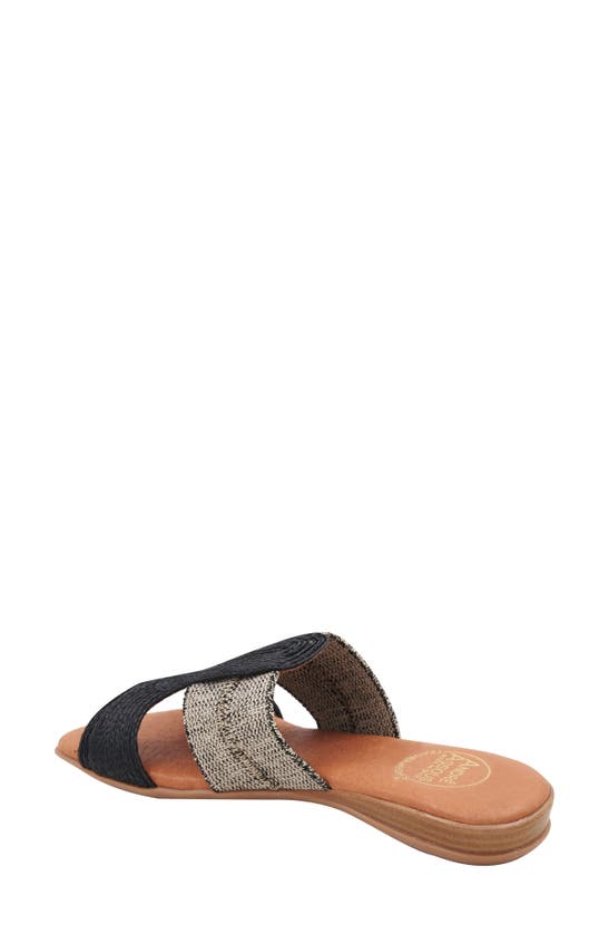 Shop Andre Assous Noor Raffia Slide Sandal In Black/ Beige