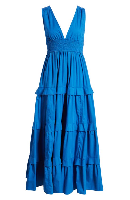 Shop Chelsea28 V-neck Tiered Maxi Dress In Blue Marmara