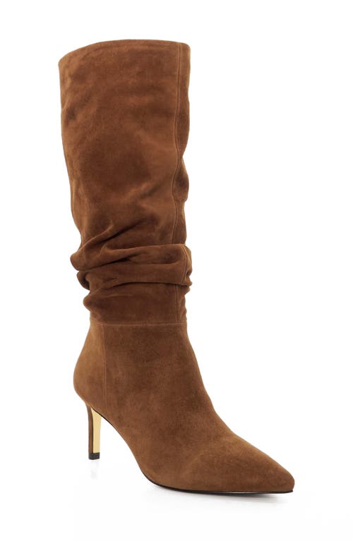 Dune London Slouch Pointed Toe Knee High Boot in Dark Tan 