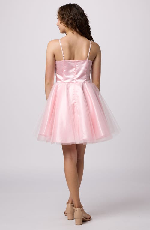 Shop Un Deux Trois Kids' Satin & Tulle Fit & Flare Dress In Light Pink