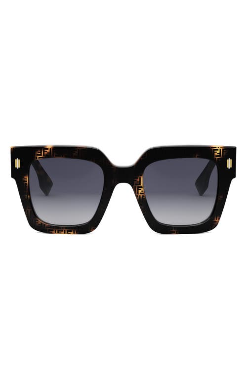 The Fendi Roma 50mm Square Sunglasses in Havana /Gradient Smoke 
