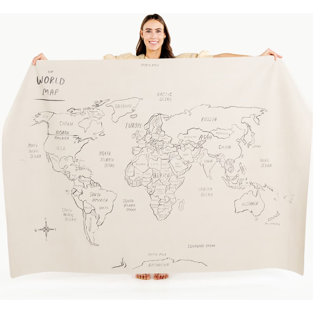 Gathre Large World Map Tapestry In Neutral