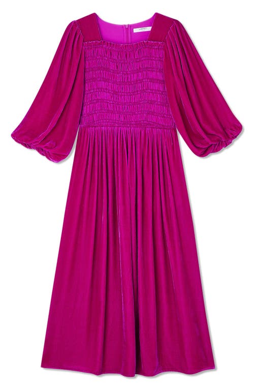 Shop Lk Bennett Callista Shirred Velvet Dress In Magenta