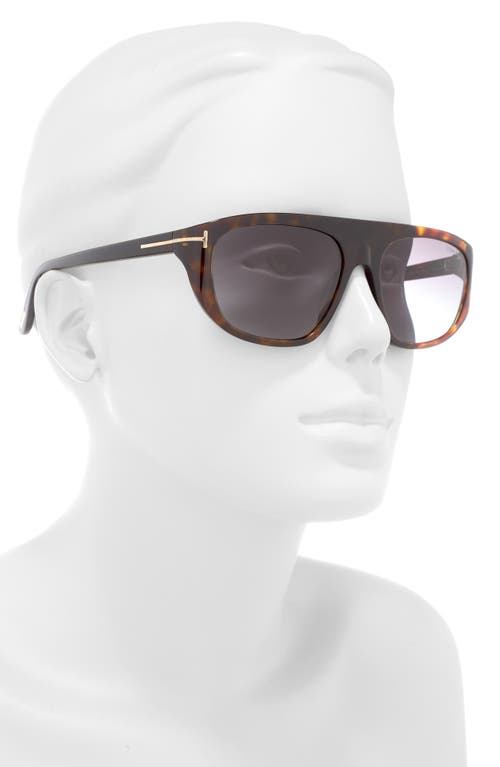 Tom Ford 58mm Pilot Sunglasses In Dark Havana/gradient Smoke
