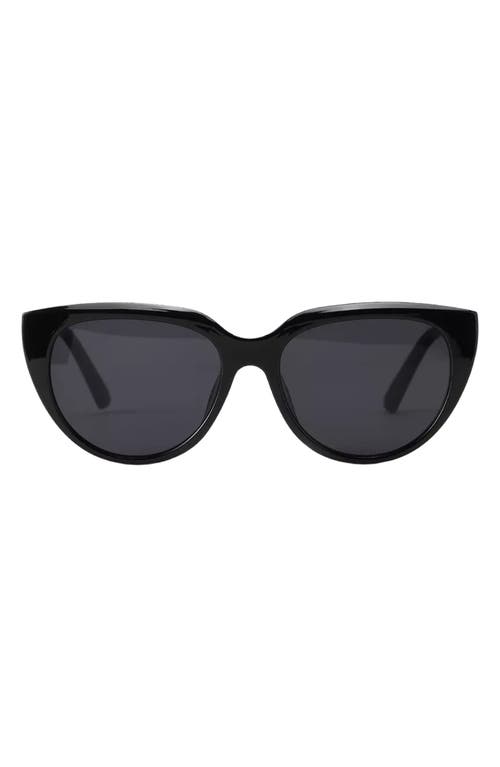 Pepper 56mm Polarized Cat Eye Sunglasses in Black/Black