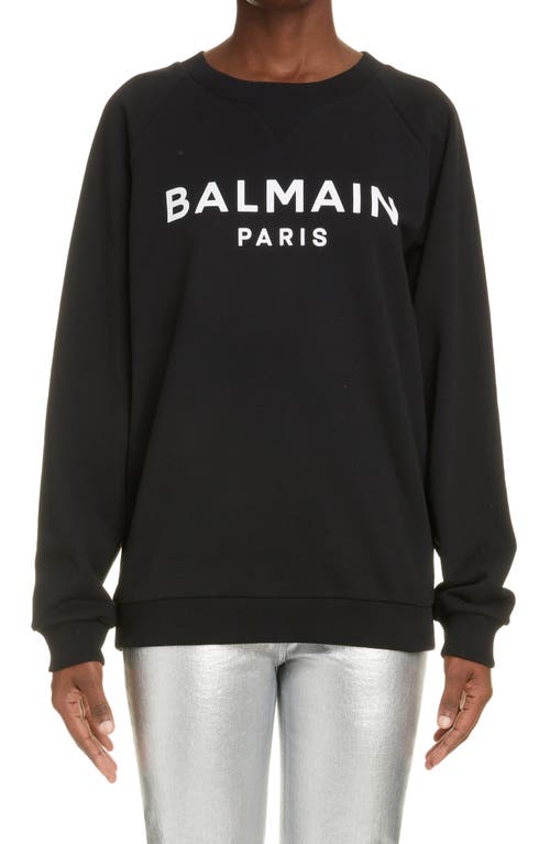 Balmain Logo Graphic Sweatshirt in Noir/Blanc at Nordstrom, Size X-Small