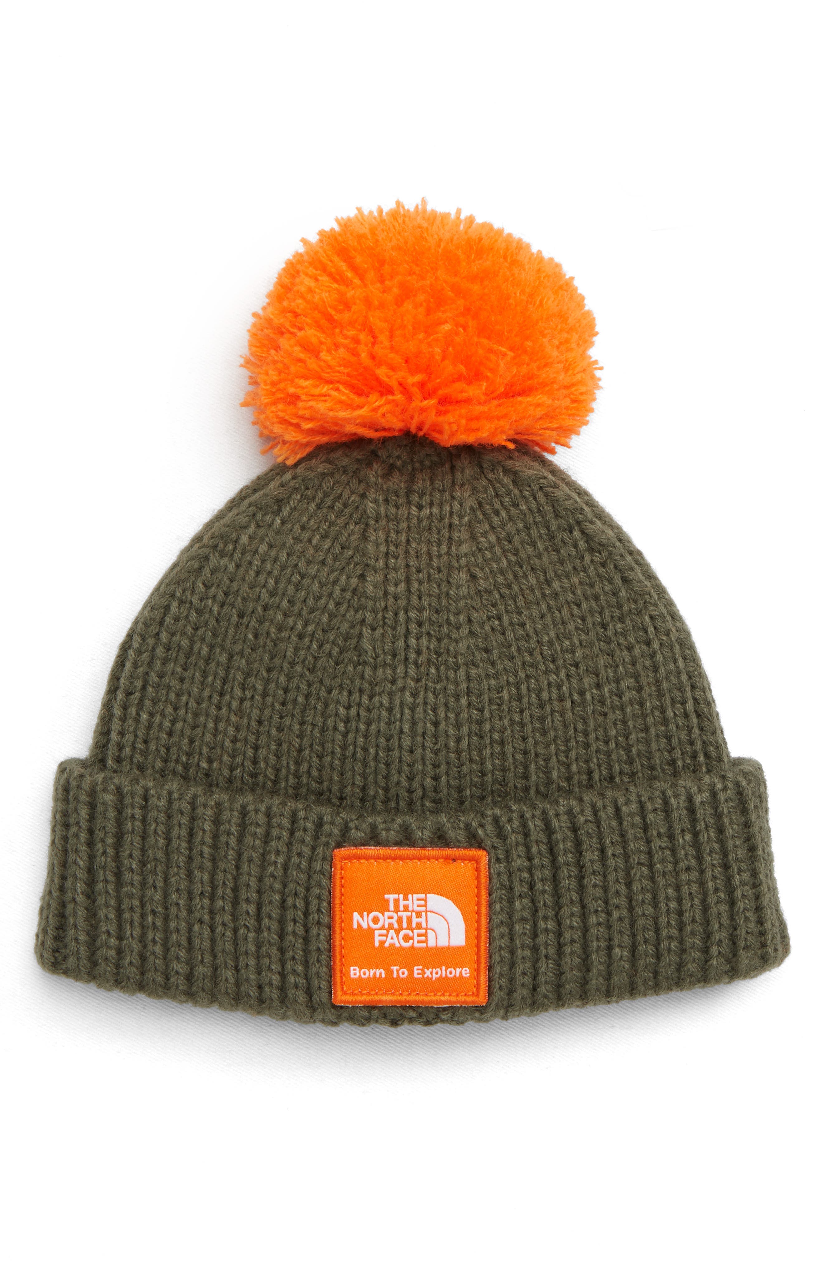 the north face baby box logo pom beanie