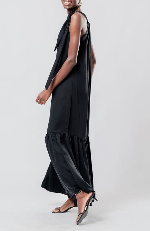 Shop Diarrablu Soli Gnoor Satin Maxi Dress In Black