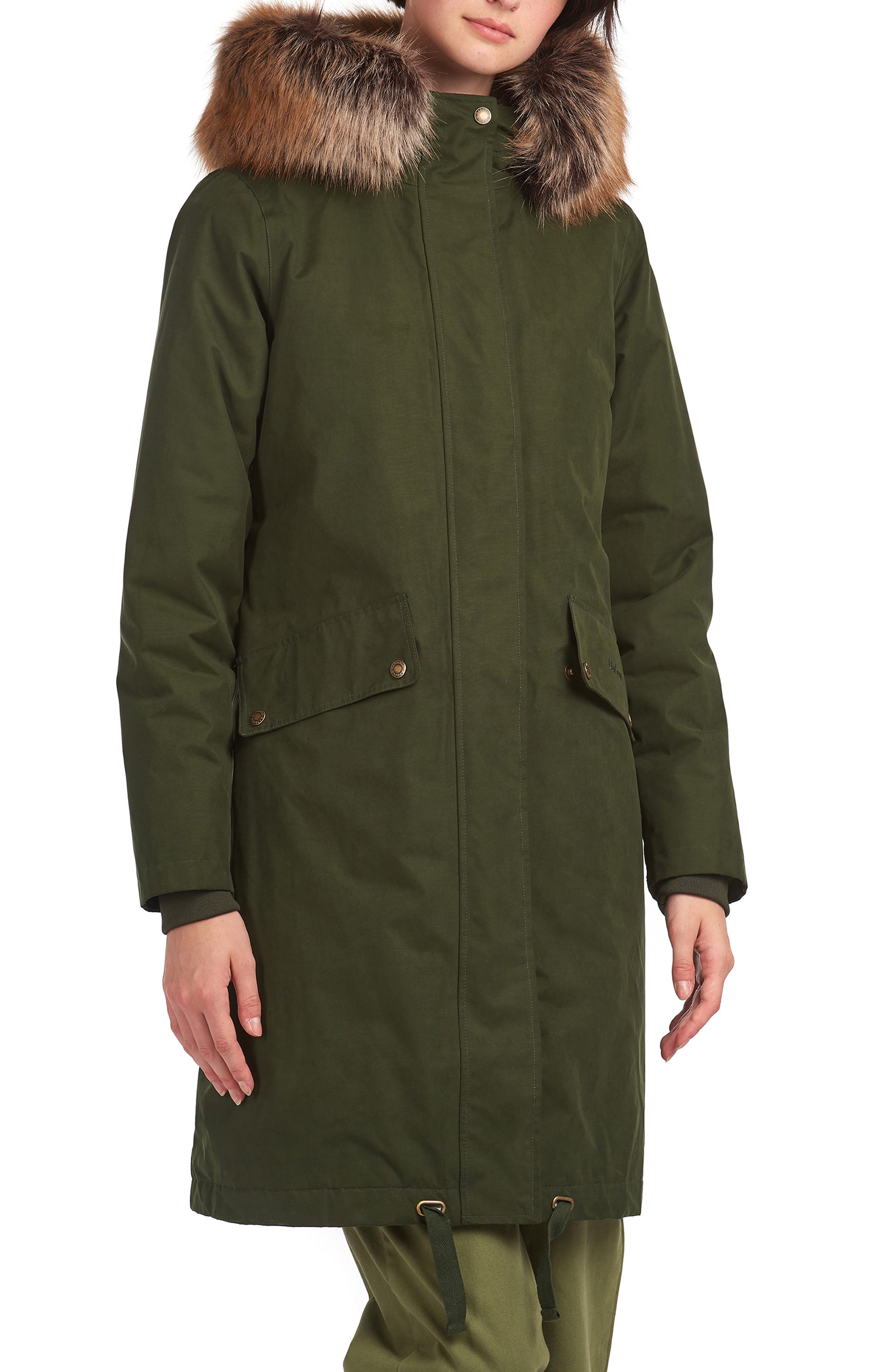 Barbour Mirabelle Waterproof Coat In Duffle Bag/ Natural