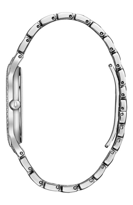Bulova Swarovski Crystal Pavé Three-hand Quartz Bracelet Watch, 40mm In Silver