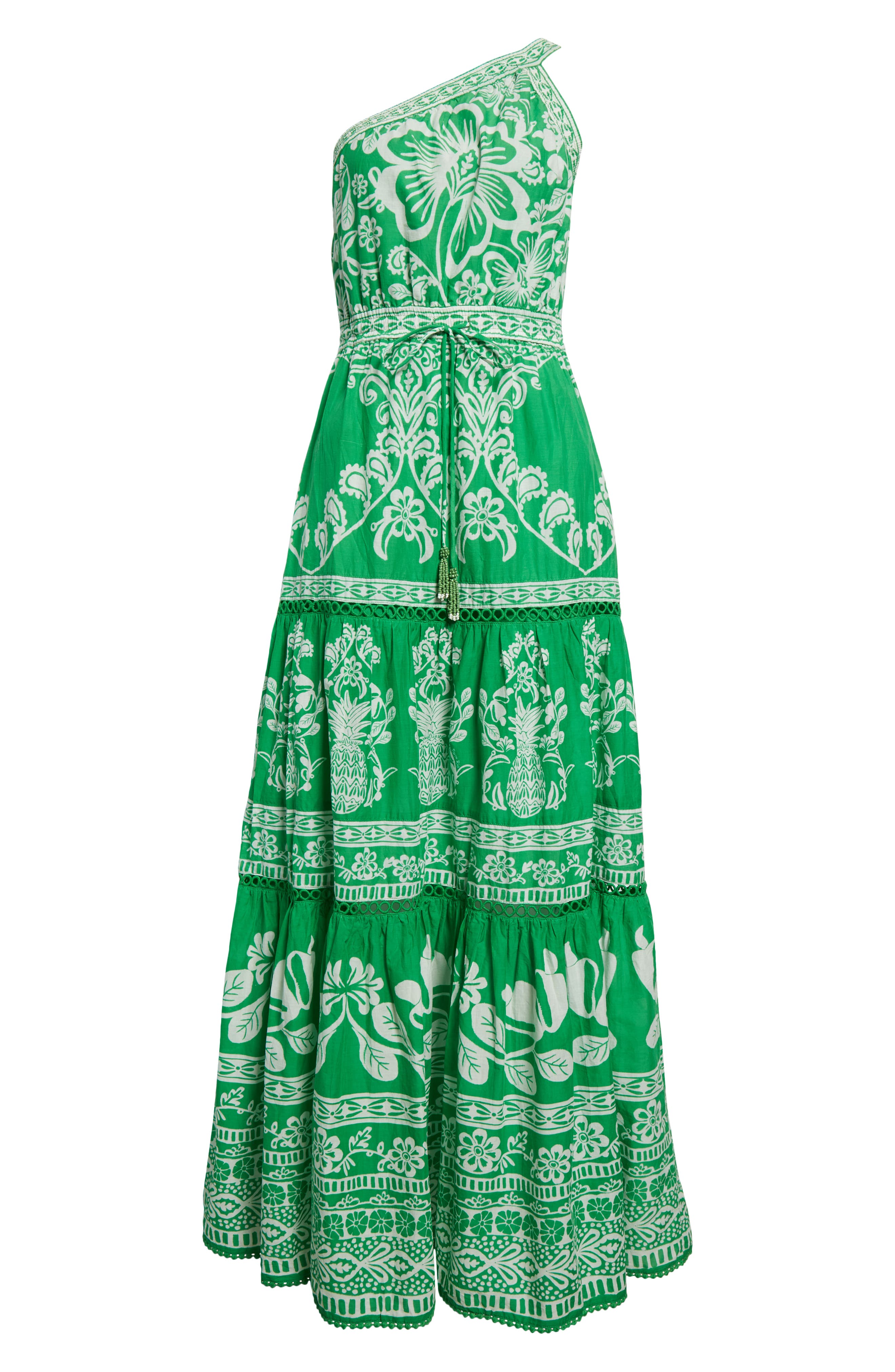 FARM Rio Sweet Garden One-Shoulder Tiered Maxi Dress in Sweet Garden Green | Smart Closet FARM Rio Sweet Garden One-Shoulder Tiered Maxi Dress in Sweet Garden Green | Smart Closet
