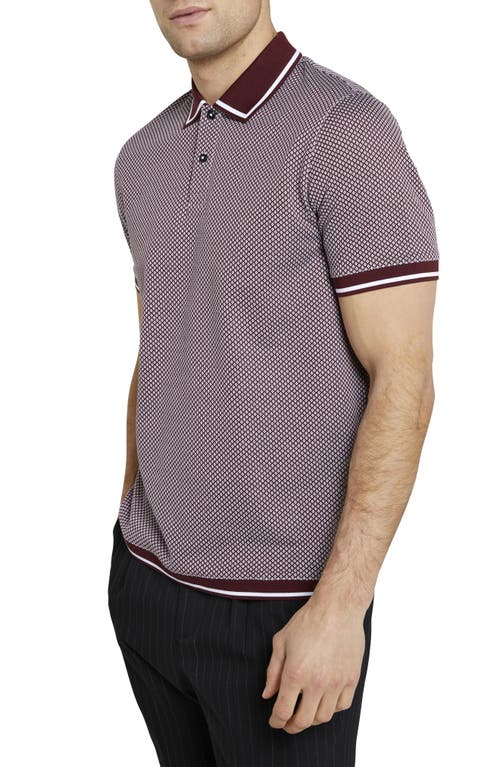 Ted Baker London Affric Geo Textured Tipped Polo in Maroon