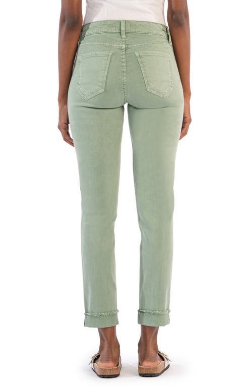 Shop Kut From The Kloth Amy Seamed Mid Rise Crop Slim Jeans In Eucalyptus