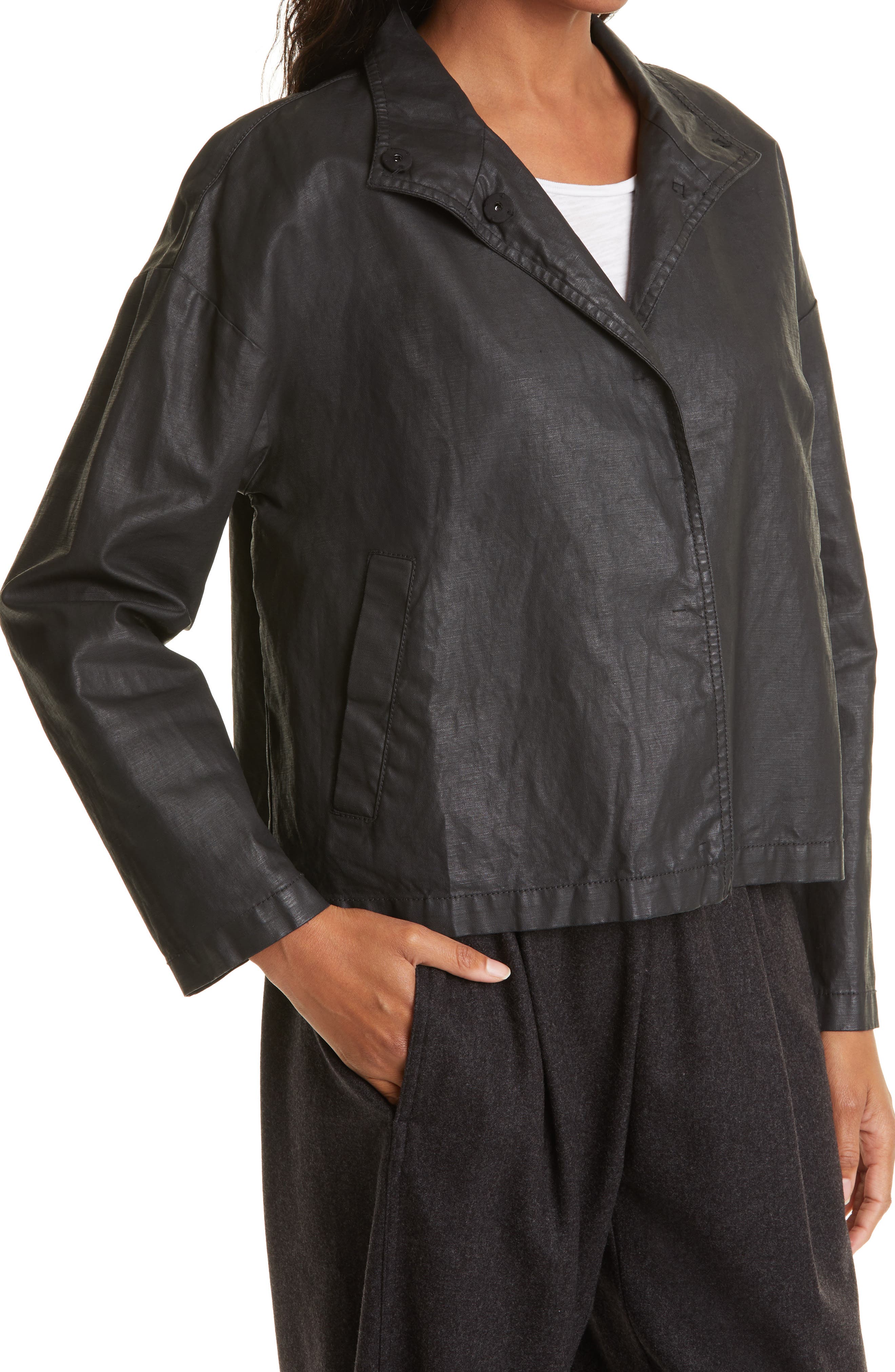 eileen fisher leather jacket