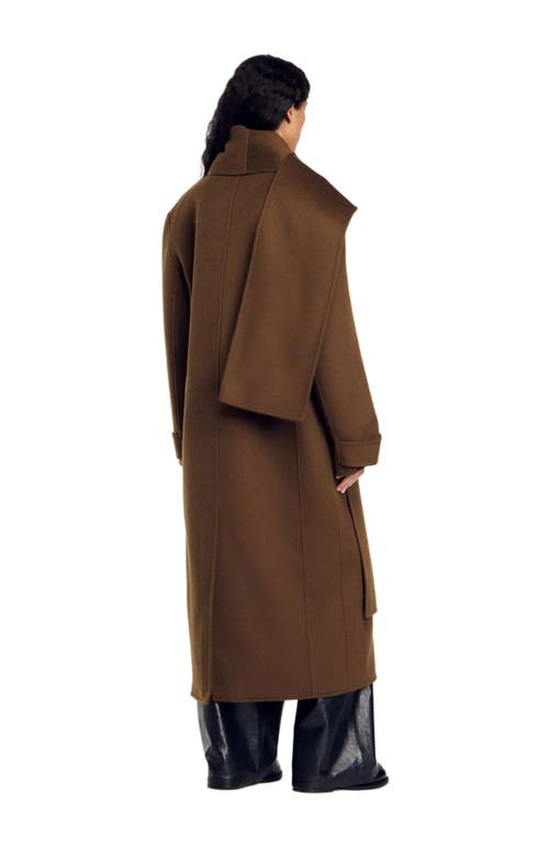 Shop Sandro Oversized Wool Coat In Olive Green