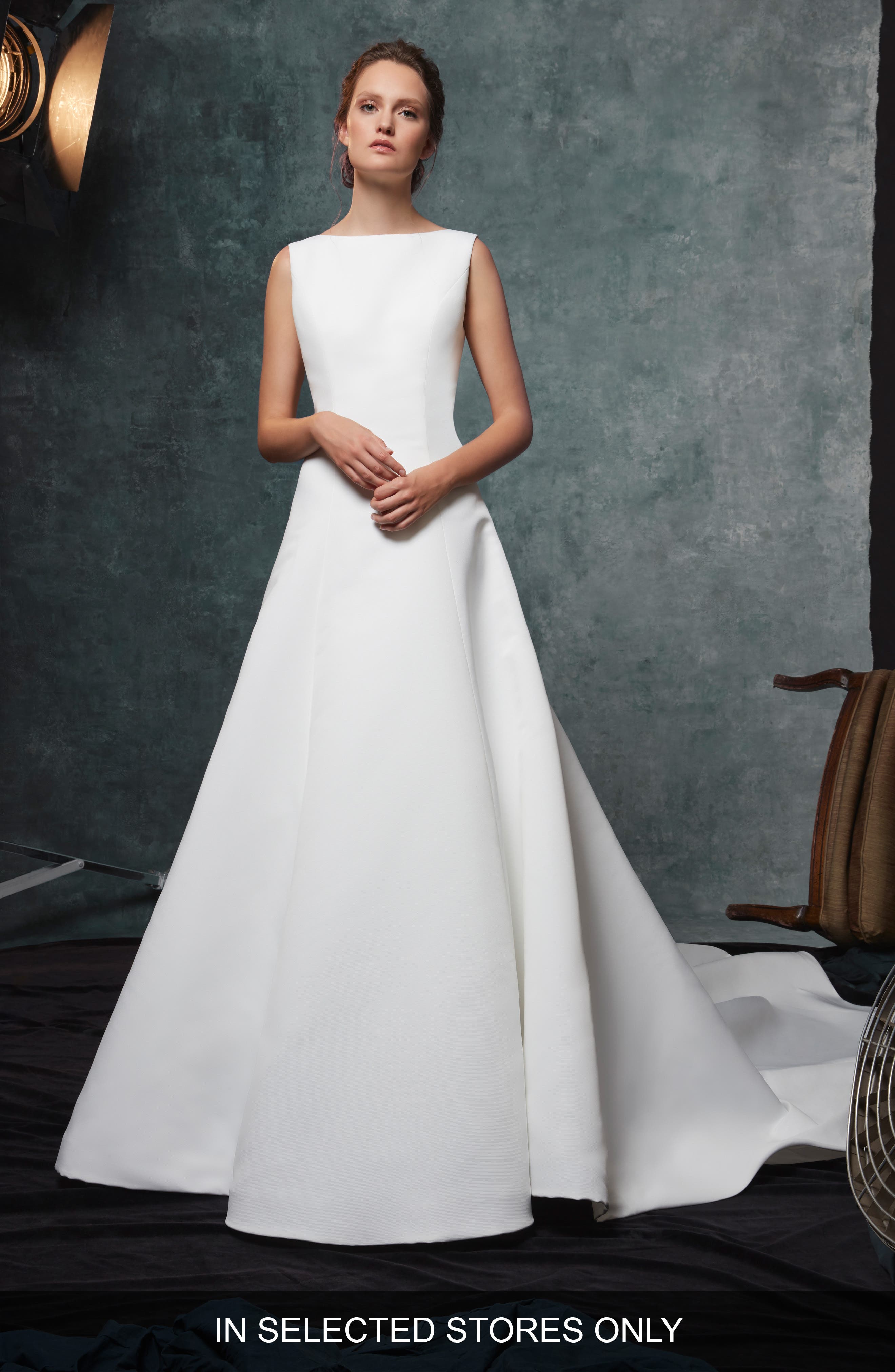 Sareh Nouri Dakota Fit & Flare Faille Wedding Dress, Size - Ivory
