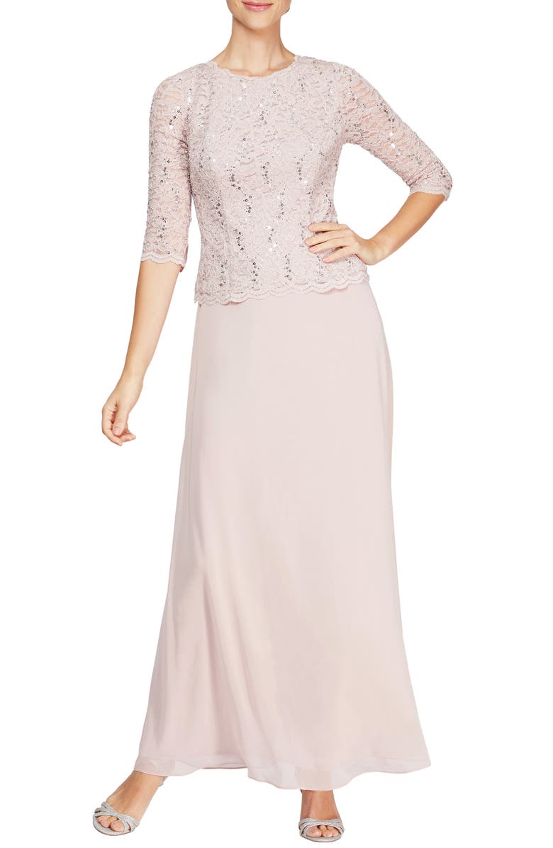Sequin Lace & Chiffon Gown | Nordstrom