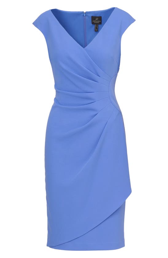 Shop Adrianna Papell Pleat Crepe Sheath Dress In Precious Periwinkle