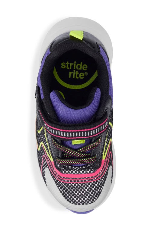 Stride Rite Kids' Lighted Cosmic 2.0 Sneaker In Black/neon