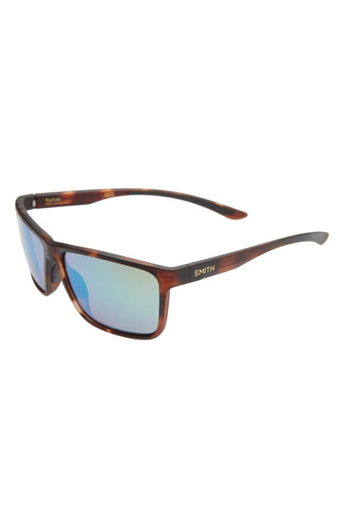 Smith Riptide 61mm Polarized Sport Square Sunglasses In Matte Tortoise/green Mirror