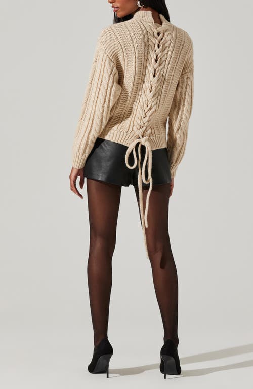 Shop Astr The Label Laverne Lace-up Back Sweater In Vintage Cream