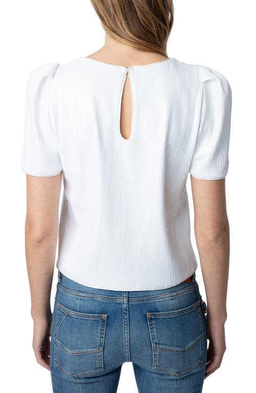 Shop Zadig & Voltaire Tchao Sequin Short Sleeve Top In Judo